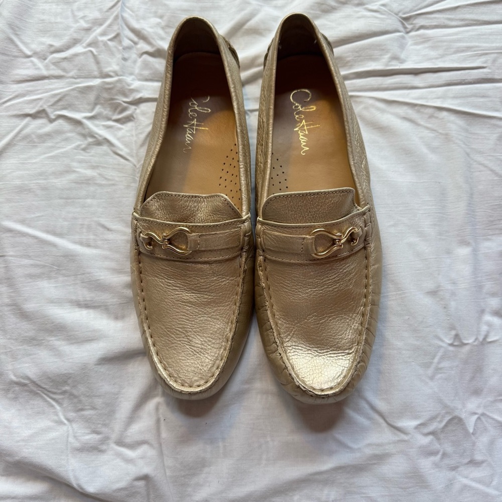 Cole Haan Metallic Gold Loafers - Picture 2 of 7